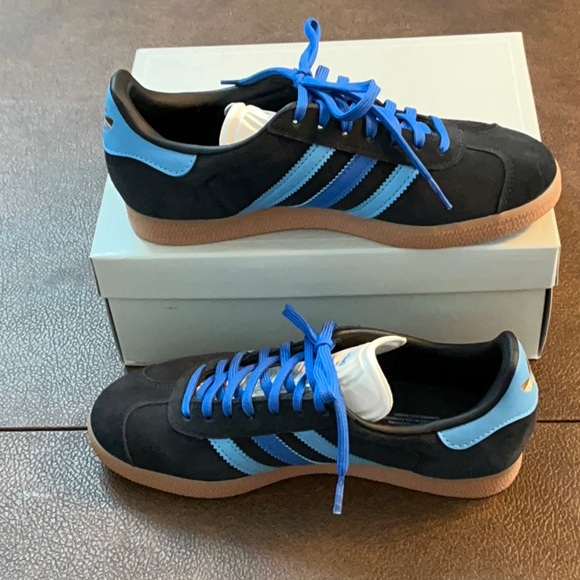 Adidas Wmn\'s Gazelle Black Blue IE9124 -Suede Sneakers Retro Originals Sz 6